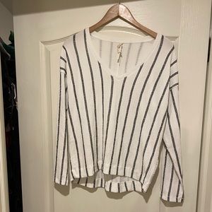 By Anthropologie black and white striped top.